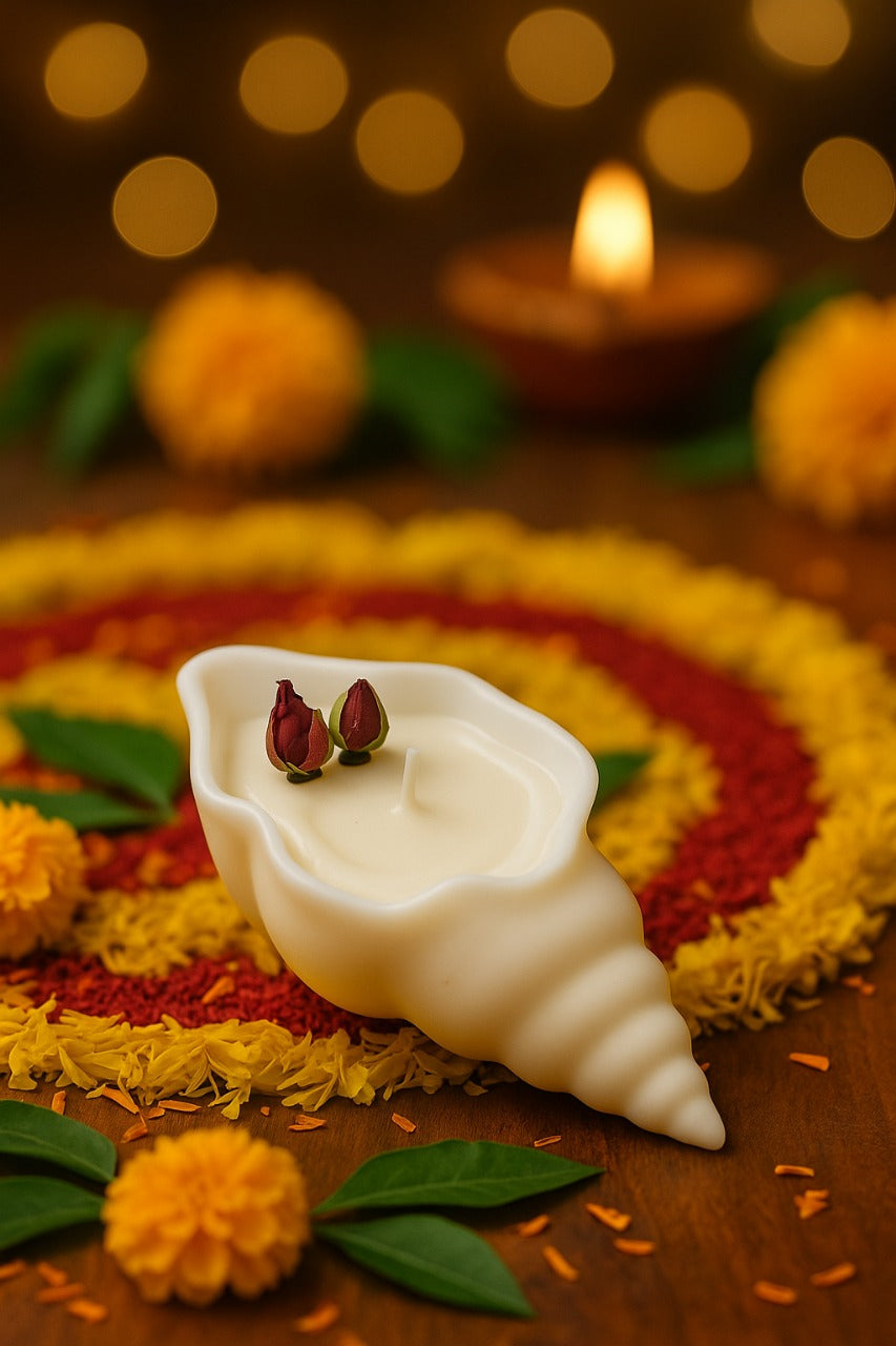 Rose Seashell Candle