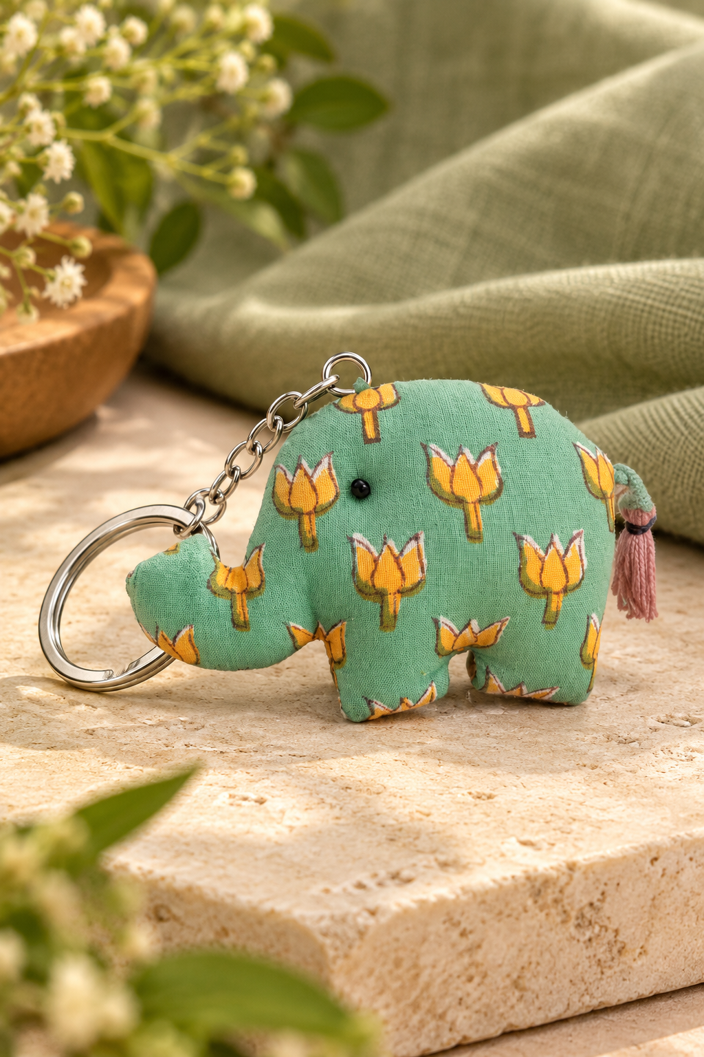 Block Print Animal Keychain